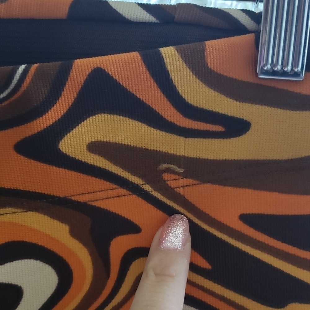 Garage women's psychedelic brown/orange pull-on high waisted flare leggings xs - Picture 5 of 8
